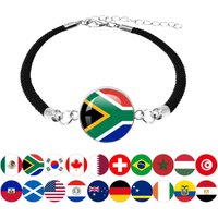 National Flag Bracelet Mexico Brazil Haiti Australia Germany Holland Egypt Maroc South Africa Woven Rope Bracelet Jewelry Gift