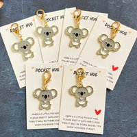 3/6/15pcs Cute Koala Keychain with Inspirational Hug Card, Heartwarming Thanksgiving Gift for Family Friends Colleagues