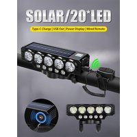 AliExpress KDULIT Bright 20Led Bicycle Light Solar Bicycle Front Light with Horn Rechargeable Solar Power MTB Flashlight Waterproof Bike Headlamp