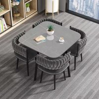-+Light Luxury Extendable Foldable Hotel Casual 1 Table 4 Chair Round Square Modern Minimalist Home Furniture Dining Table Set