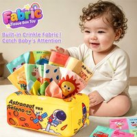 Soft Plush Tissue Box Toy for Baby, Fine Motor Skills Training, Early Education Puzzle Toy, Lovely Holiday Present for Children