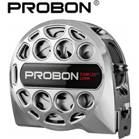 PROBON Silver Waterproof Tape Measure with Dual Scale, High Precision, Clip & Carabiner