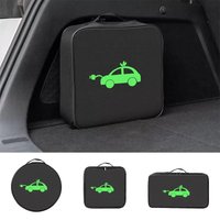 Double-layer portable flame-retardant shock-absorbing bag for storing and carrying charging cables for new energy vehicles