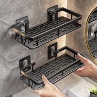 High Quality Wall Mounted Rectangular Rack Bathroom Storage Rack Towel Rack Wall Shower Shampoo Rack Drill Free Rack Tripod
