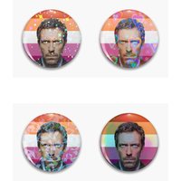 Lesbian dr house md 58mm Holographic Star Heart Pin Brooches Laminated Button Fashion Accessory