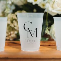 Personalized Plastic Frosted Cups for Wedding Bridal Shower Party Supplies 10/20/50pcs Flex Drink Cups Disposable Cocktail Cups