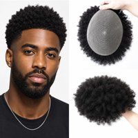 Natural Look Afro Men's Wig Full Human Hair 8x10 Net Base for Fashion Daily Styling