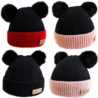 Cozy Winter Baby Hat Soft Cartoon Mouse Head Hat for Girls Boys Pom Ball Hat for Kids Outdoor Warm Newborn Cap Infant Hats