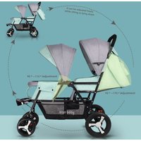 All-Season Twin Baby Stroller Windproof Canopy,Reclining Seats Anti-Tip Design,Lightweight Foldable Double Carriage Safe Travel