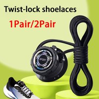 Round Twist-lock shoelaces Black and White Outdoor Sports Shoelaces Unisex Easy-to-use automatic shoelace 1Pair/2Pair