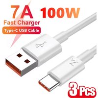 3Pcs 7A 100W Type C Cable Super Fast Charging Phone Charger Data Cord For Huawei Mate 60 50 P60 Xiaomi Honor Quick Charge Cable