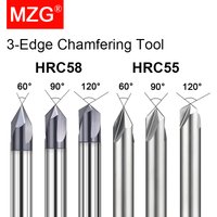 MZG HRC55 HRC58 3-Schneiden Hartmetall-Fasenfräser 60/90/120 Grad CNC-Fräser Schaftfräser
