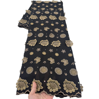 2026 Swiss Lace Fabric 3D embroidery Flower With Stones African Nigerian French for High End Wedding Party Bride Sewing Dress