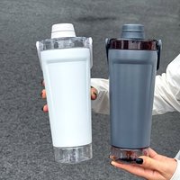 1pc Stainless Steel Sports Insulated Cup, 720ml Large Capacity Handheld Protein Powder Shaker Cup, with Bottom Compartment