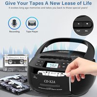 CD Cassette Player Recorder With USB/MP3 And Radios,Portable CD Tape Boombox With Remote Control,AC DC Power