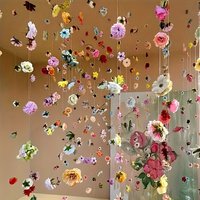 Random 30 Colorful Flowers with Fishing Line for DIY, Suitable for Home Decoration, Wedding Decor, Mall Decoration, Outdoor Deco