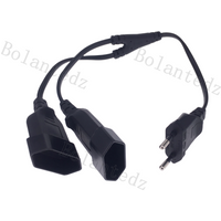 0.4M CEE7/16 EU 2 Prong Male to Female Dual Output,2 Ways Outlet Extension Cord European M/F Power Splitter Cable
