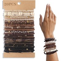 20 pieces of Bohemian headbands, brown bracelet headbands suitable for thick or thin hair, used for fixing ponytails