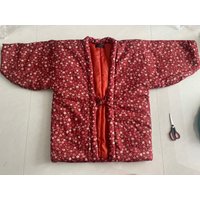 Japanese Winter Hanten Jackets for Women Japanese Kimono Lounger Homewear Pajamas Quilted Haori Cotton Padded Coat Asian Clothes