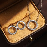 ZAKOL Simple Stylish Circle Shaped Pendant Necklace Earrings Full with Cubic Zircon Luxury Wedding Accessories Fashion Jewelry