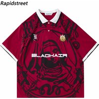 Hip Hop Streetwear Polo T-Shirt Jungfrau Maria Grafik T Shirt Männer Polo Shirt Kurzarm Harajuku Baumwolle Tops Tees Rot Grau