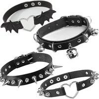 20Styles Cosplay Punk Collar Choker Sexy Harajuku PU Leather Black Chokers Necklace Chain Pendant Women Rock Gothic Neck Jewelry