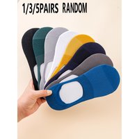 1/3/5 Pairs Random Women Solid Color Invisible Socks Comfortable Breathable Mesh Casual Thin Low Cut Socks