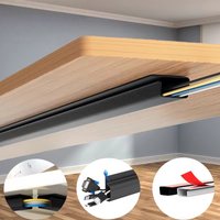 1pc Sleek Black Self-Adhesive Under-Desk Cable Tray | PVC Invisible Slot Organizer, No-Drill Installation