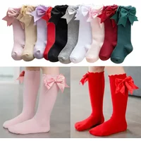 Winter Autumn Kids Knee High Socks Baby Girls Cotton Socks Big Bow Soft Toddlers Princess Children Long Tube Socken For 0-5Years