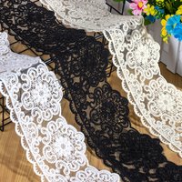 Ruban de dentelle brodé pour la couture, 100% coton, ajouré, blanc, beige, noir, largeur 9 cm, accessoires de bricolage, 3 mètres par lot