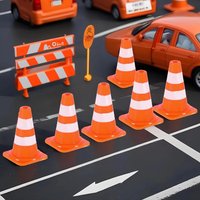 20pcs Mini Traffic Barrier Realistic Multi-Color Road Blocks, Educational Toy Parking Sandbox Scene Cognitive DIY Accessories