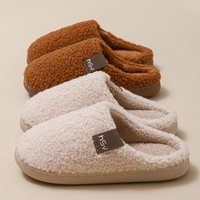 Unisex Plush Slippers for Couples - Winter Thickened House Shoes, Fleece-Lined Anti-Slip Indoor Slides for Women & Men