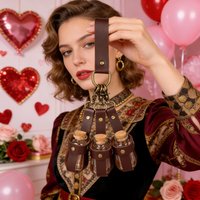 Medieval Cosplay Accessory、Halloween Magic Potion Pendant、PU Leather Cork Bottle Charm、Gothic Potion Vial、Themed Party Halloween image 4