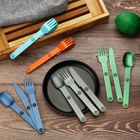 3pcs Magnetic Cutlery Camping Spoon Fork Knife, Portable Travel Picnic Utensils, Lightweight Aluminum Outdoor Eating Tools