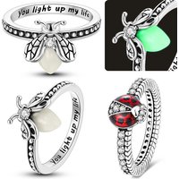 New Style Glow-in-the-dark Firefly Rings Boys and Girls Original Jewelry Accessories DIY Gift Women Summer Animal Hot Sale