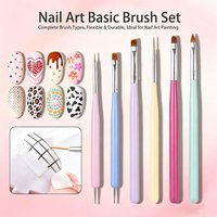 6pcs Nails Art Brushes Set Manicure UV Nail Gel Polish Painting Pen Dotting Carving Pen Nail Acrylic Extension Builder Tool