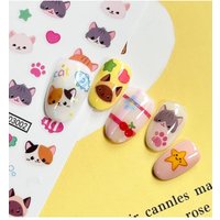 1/2Pc 5D Adorable Cat Nail Art Stickers Multicolor Kitten Paw Star Flower Self Adhesive Nails Decals Animal Manicure Decorations