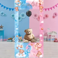 Gender Reveal Party Decorations Photo Booth Frame Props Boy or Girl Bear Balloon Backdrop Banner Baby Shower Background Decor