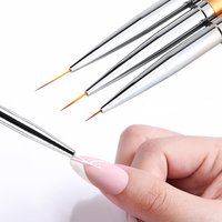 3Pcs Gold Acrylic French Stripe Nail Art Liner Brush 7/10/11mm 3D Tips Line Stripes DIY Drawing Pen UV Gel Brushes Painting