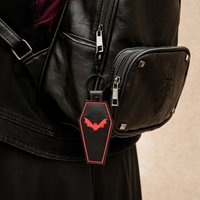 Bat Coffin Embroidered Faux Leather Keychain
