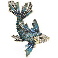 Wuli&baby Vintage Rhinestone Fish Brooches For Women Unisex 2-color Swimming Fish Animal Party Casual Brooch Pins Gifts