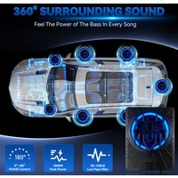 Podofo 10" 1200W Schlanker Unter-Sitz-Betriebener Auto-Subwoofer mit Farbiger LED-Ambientebeleuchtung Unter-Sitz-Betriebener Subwoofer und Verstärker-Paket