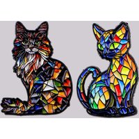 Geometric Cat Enamel Pin Colorful Brooch Pines Lapel Pins Badge on Backpack Clothing Accessories Animal Jewelry Gifts
