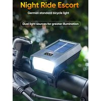 AliExpress cycle zone Solar Charging LED Bicycle Front Light MTB Road Bicycle Digital Display Headlight Type-C Rechargeable Lamp Cycling Accessories