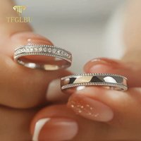 TFGLBU New Full Moissanite Ring for Women Couple Set Lab Diamond Rings Real 925 Sterling Silver Certified Band Wholesale Jewelry