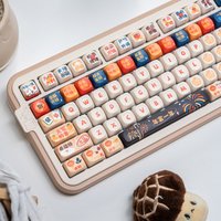 Chinese Spring Festival Characters PBT Keycaps,137 Keys MOA Custom Doubleshot Cute Keycaps For MX Gaming Mechanical Keyboards