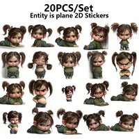 1set Grumpy Chubby Girl Stickers, 2D Flat Aesthetic Decals for Laptop, Luggage, Guitar & Skateboard