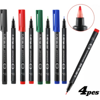 4 Farben Permanentmarker mit feiner Spitze – leuchtende Farben (Schwarz, Blau, Rot, Grün) zum Selbermachen, Malen, Zeichnen und Design