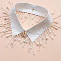 1 piece of beaded fake collar with pearl strings, crafted by hand to be luxurious, shiny and exquisite. This is a non-mainstream