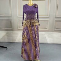 2025 Wholesale New Bronzing Applique Splicing Fungus Edge Loose Skirt Set Miyake Two-piece Set Women's Clothing
